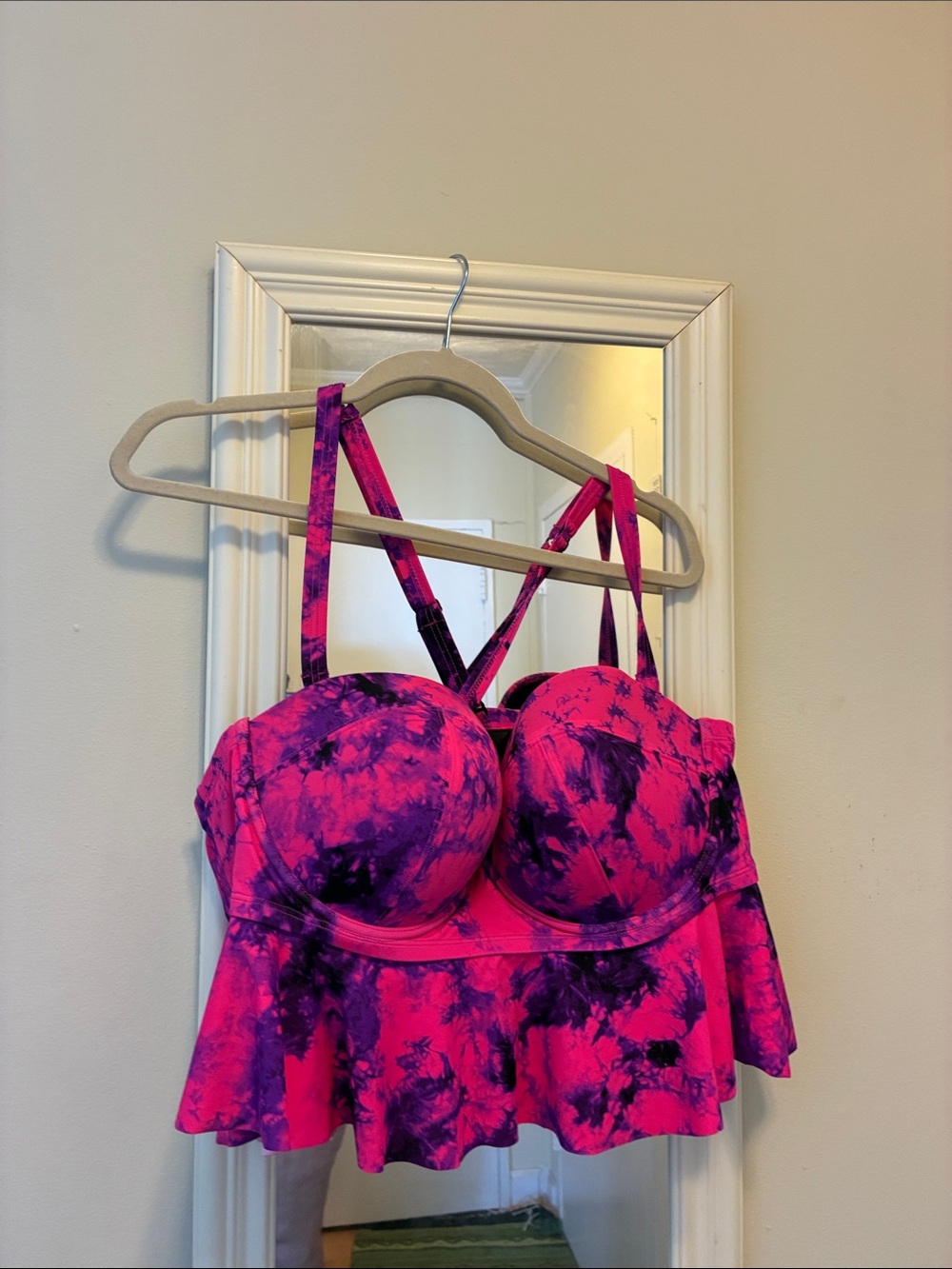 torrid Hot Pink & Purple Tie-Dye Bandeau Swim Top